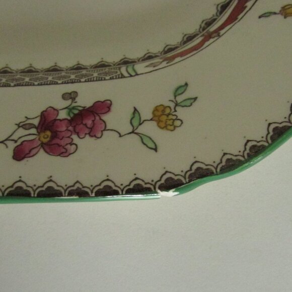 Vintage 10.5" oblong serving plate, Chinese Rose, Copeland Spode, SMALL CHIP - Picture 10 of 16